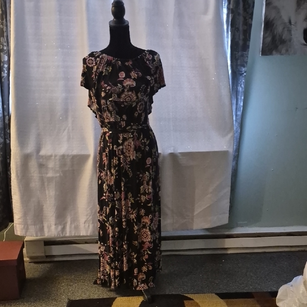 Lane Bryant Black and Pink Floral Maxi Dress